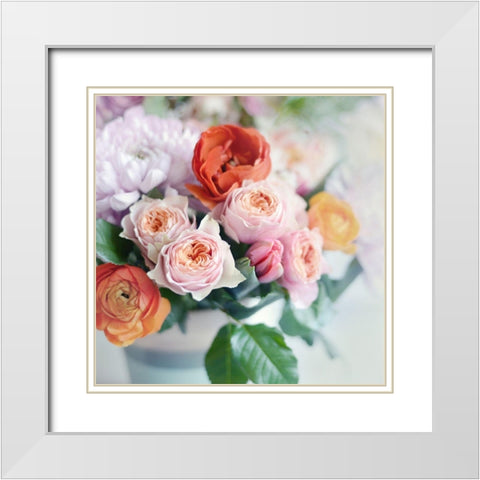 Fresh Bouquet White Modern Wood Framed Art Print with Double Matting by Gardner, Sarah