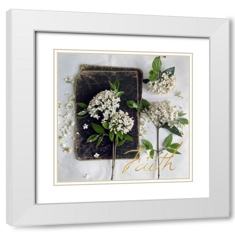 Faith Blooms White Modern Wood Framed Art Print with Double Matting by Gardner, sarah