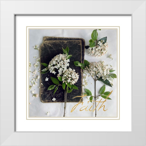 Faith Blooms White Modern Wood Framed Art Print with Double Matting by Gardner, sarah