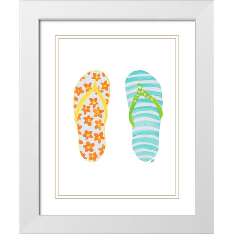 Beach Toes I White Modern Wood Framed Art Print with Double Matting by DeRice, Julie