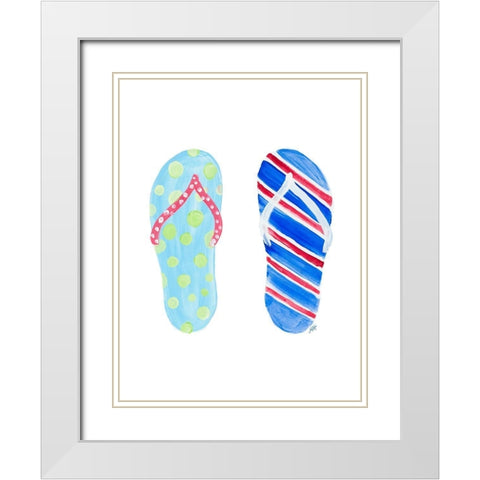 Beach Toes II White Modern Wood Framed Art Print with Double Matting by DeRice, Julie