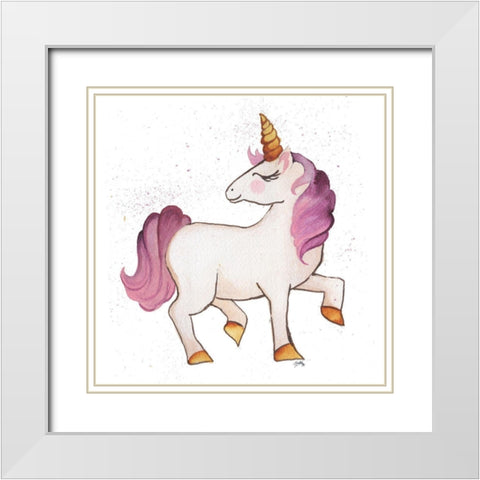 Unicorn Love White Modern Wood Framed Art Print with Double Matting by Medley, Elizabeth