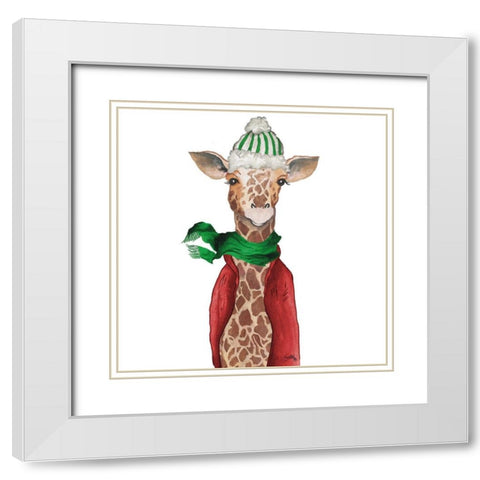 Fashion Forward Giraffe White Modern Wood Framed Art Print with Double Matting by Medley, Elizabeth