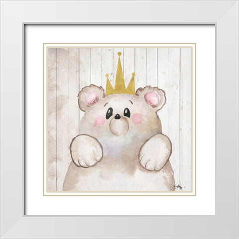 Princess Bear White Modern Wood Framed Art Print with Double Matting by Medley, Elizabeth