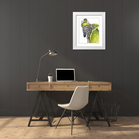 Zebra Fashion White Modern Wood Framed Art Print with Double Matting by Medley, Elizabeth