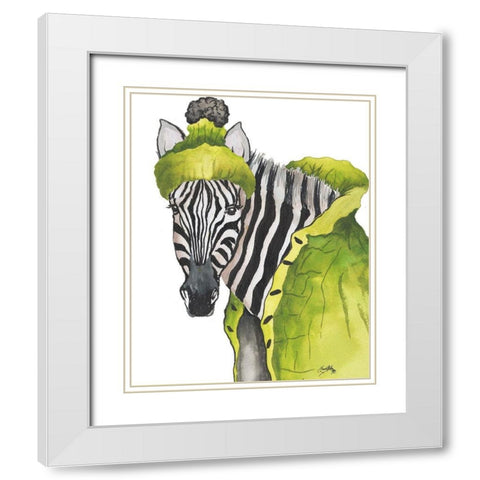 Zebra Fashion White Modern Wood Framed Art Print with Double Matting by Medley, Elizabeth