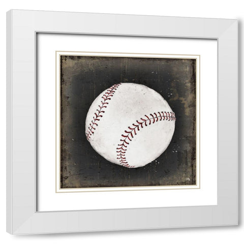 Old School Baseball White Modern Wood Framed Art Print with Double Matting by Medley, Elizabeth