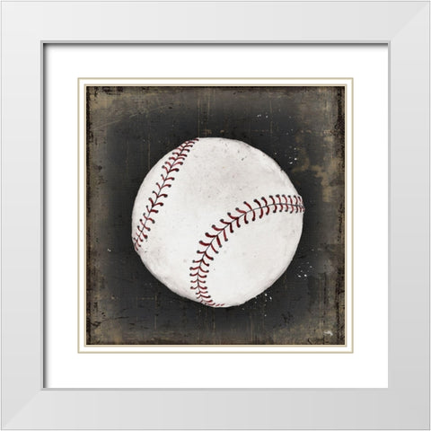 Old School Baseball White Modern Wood Framed Art Print with Double Matting by Medley, Elizabeth