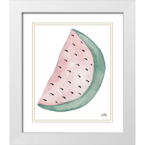 A Watermelon White Modern Wood Framed Art Print with Double Matting by Medley, Elizabeth