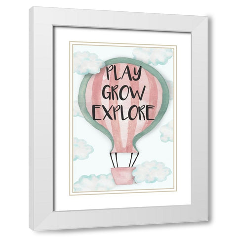 Play Grow Explore White Modern Wood Framed Art Print with Double Matting by Medley, Elizabeth