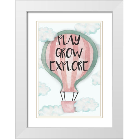 Play Grow Explore White Modern Wood Framed Art Print with Double Matting by Medley, Elizabeth