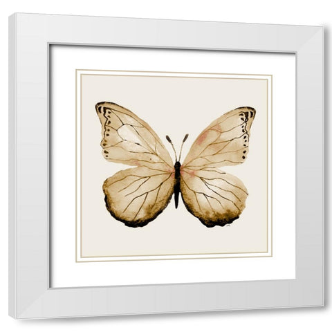 Butterfly of Gold I White Modern Wood Framed Art Print with Double Matting by Medley, Elizabeth