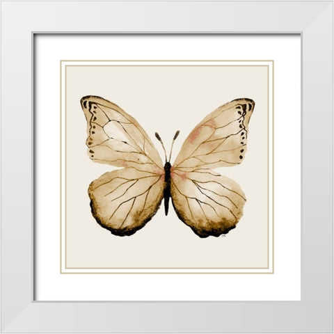 Butterfly of Gold I White Modern Wood Framed Art Print with Double Matting by Medley, Elizabeth
