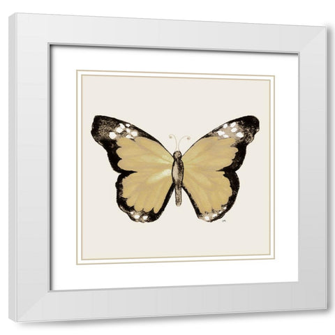 Butterfly of Gold III White Modern Wood Framed Art Print with Double Matting by Medley, Elizabeth