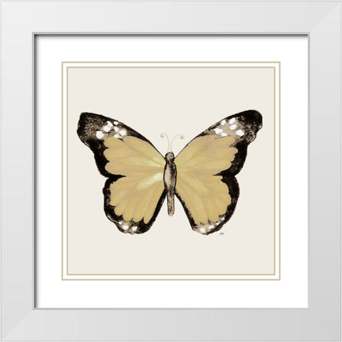 Butterfly of Gold III White Modern Wood Framed Art Print with Double Matting by Medley, Elizabeth