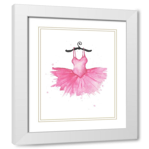 Pink Tutu White Modern Wood Framed Art Print with Double Matting by Medley, Elizabeth