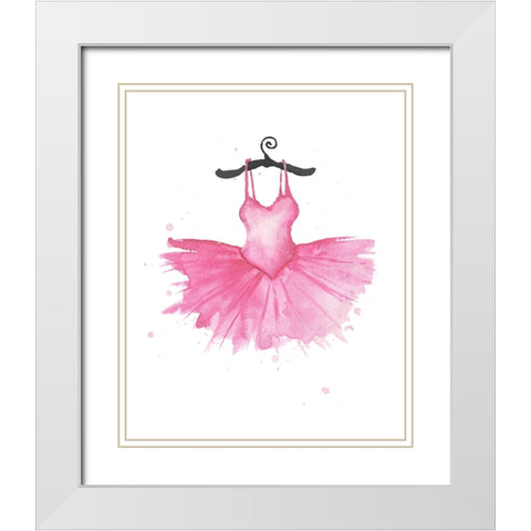 Pink Tutu White Modern Wood Framed Art Print with Double Matting by Medley, Elizabeth