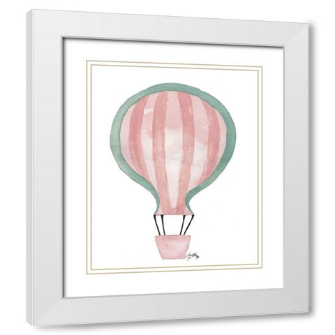 A Watermelon Balloon White Modern Wood Framed Art Print with Double Matting by Medley, Elizabeth