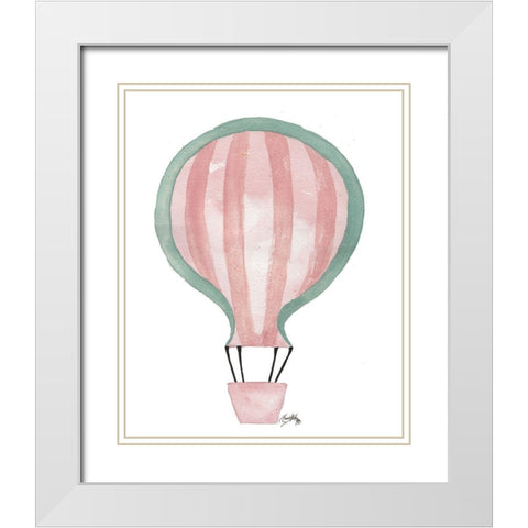 A Watermelon Balloon White Modern Wood Framed Art Print with Double Matting by Medley, Elizabeth