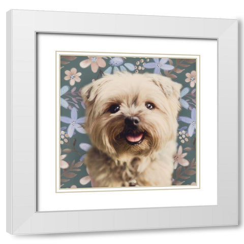 Yorky Portrait White Modern Wood Framed Art Print with Double Matting by Josefina