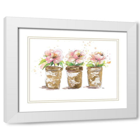 Three Pots White Modern Wood Framed Art Print with Double Matting by Pinto, Patricia