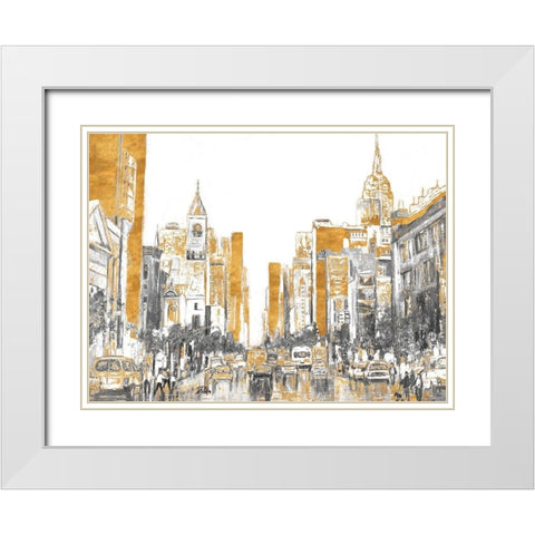 Golden City White Modern Wood Framed Art Print with Double Matting by Pinto, Patricia