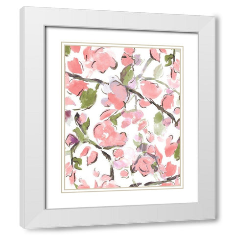 Spring Floral In Pink White Modern Wood Framed Art Print with Double Matting by Hewitt, L.