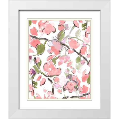 Spring Floral In Pink White Modern Wood Framed Art Print with Double Matting by Hewitt, L.