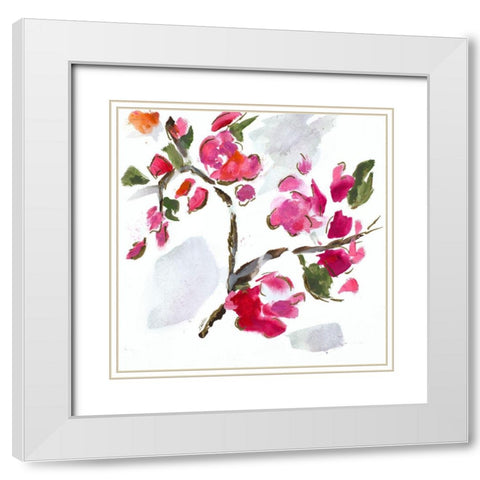 Spring Floral II White Modern Wood Framed Art Print with Double Matting by Hewitt, L.