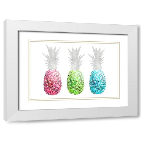 Pineapple Mosaics I White Modern Wood Framed Art Print with Double Matting by Metz, Andi