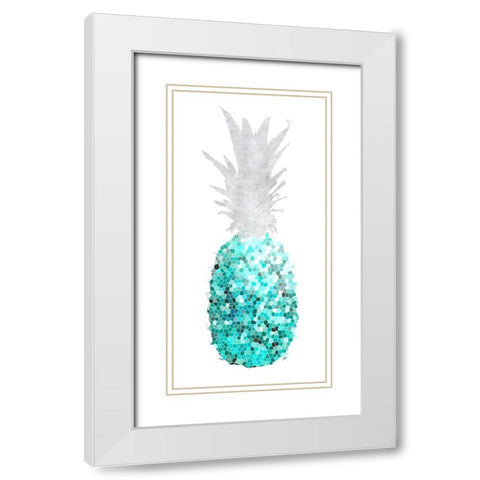 Blue Pineapple Mosaics White Modern Wood Framed Art Print with Double Matting by Metz, Andi