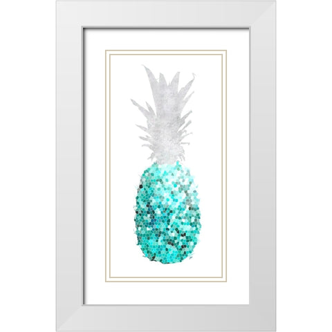 Blue Pineapple Mosaics White Modern Wood Framed Art Print with Double Matting by Metz, Andi