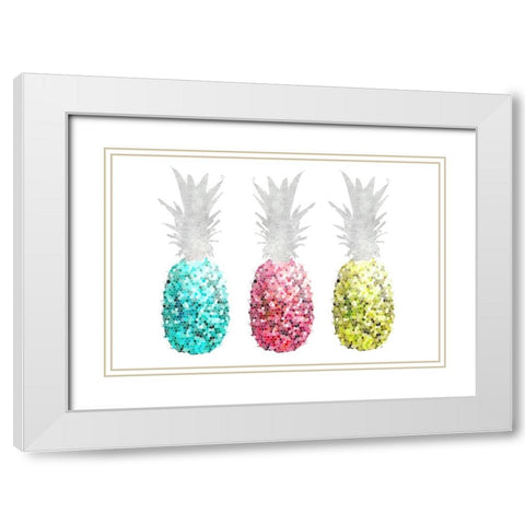 Pineapple Mosaics II White Modern Wood Framed Art Print with Double Matting by Metz, Andi
