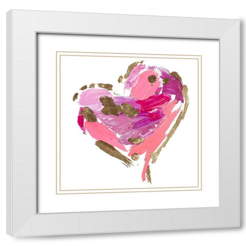 Heart Full of Love I White Modern Wood Framed Art Print with Double Matting by Hewitt, L.