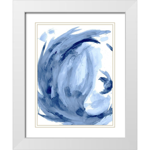 Blue Swirl II White Modern Wood Framed Art Print with Double Matting by Hewitt, L.