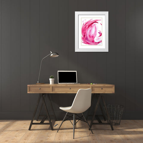 Pink Swirl II White Modern Wood Framed Art Print with Double Matting by Hewitt, L.