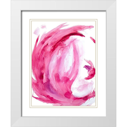 Pink Swirl II White Modern Wood Framed Art Print with Double Matting by Hewitt, L.