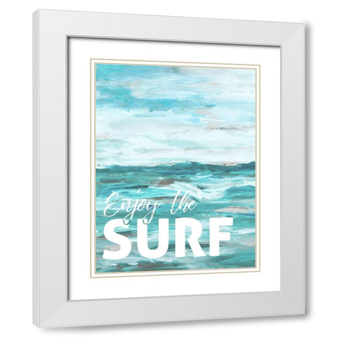 Enjoy The Surf White Modern Wood Framed Art Print with Double Matting by Hewitt, L.