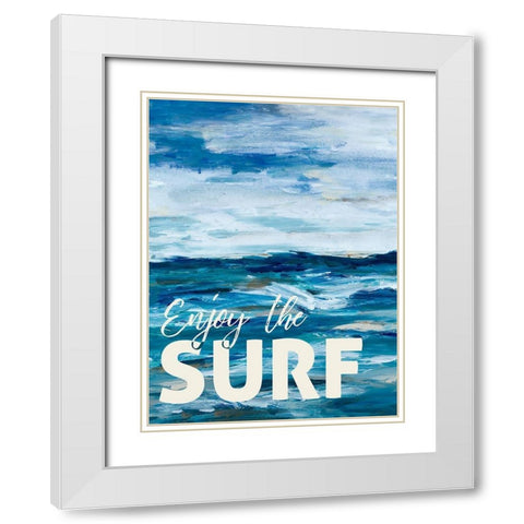 Enjoy The Surf White Modern Wood Framed Art Print with Double Matting by Hewitt, L.