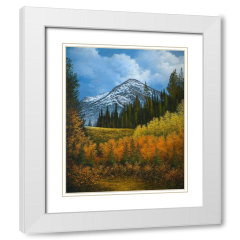 Peaceful Mountain White Modern Wood Framed Art Print with Double Matting by Nawrocke, Bruce