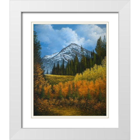 Peaceful Mountain White Modern Wood Framed Art Print with Double Matting by Nawrocke, Bruce