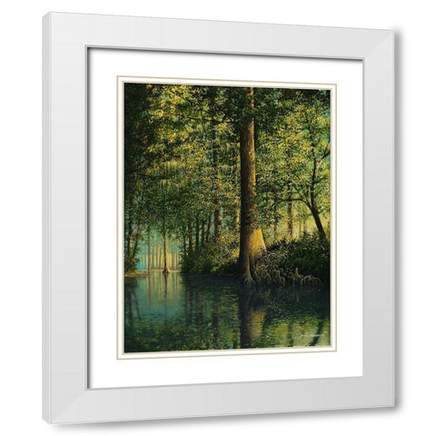 Peaceful River White Modern Wood Framed Art Print with Double Matting by Nawrocke, Bruce