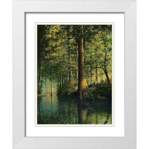 Peaceful River White Modern Wood Framed Art Print with Double Matting by Nawrocke, Bruce
