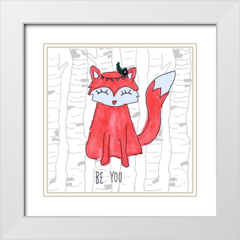 Be You Fox White Modern Wood Framed Art Print with Double Matting by Torres, Melanie