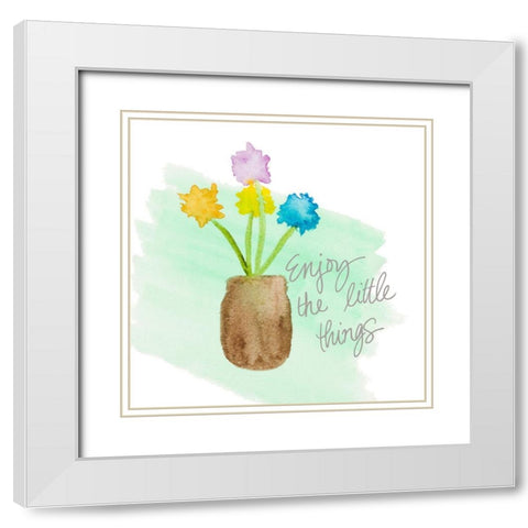 Enjoy The Little Things White Modern Wood Framed Art Print with Double Matting by Torres, Melanie