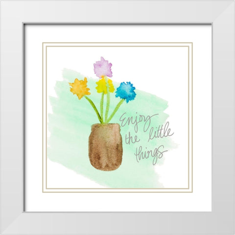 Enjoy The Little Things White Modern Wood Framed Art Print with Double Matting by Torres, Melanie