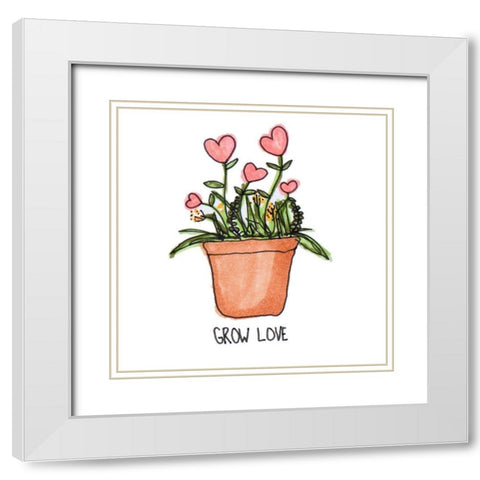 Grow Love White Modern Wood Framed Art Print with Double Matting by Torres, Melanie