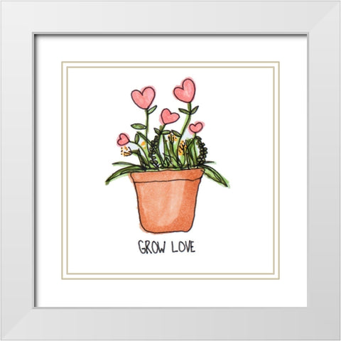 Grow Love White Modern Wood Framed Art Print with Double Matting by Torres, Melanie