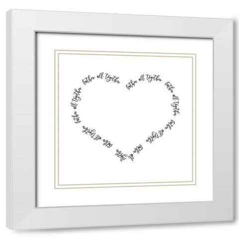 Gather All Together Heart White Modern Wood Framed Art Print with Double Matting by Metz, Andi