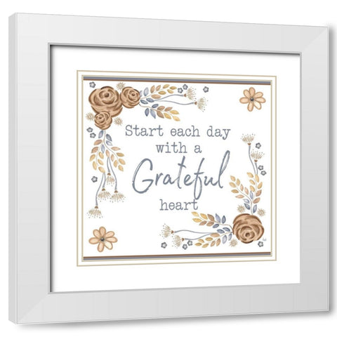 Brown Leaves Inspiration I White Modern Wood Framed Art Print with Double Matting by Metz, Andi